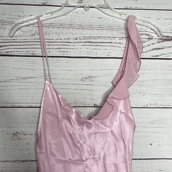 NWT Topshop Asymmetrical Frill Maxi Slip Dress Dress Sz 10! - Picture 7 of 15